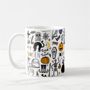 Halloween  set. Cute halloween icon verzamelt Koffiemok