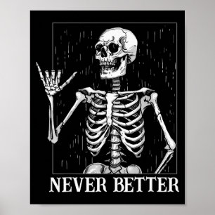 Halloween Shaka-handgebaar Nooit Beter Skelet Fu Poster