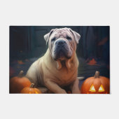 Halloween Shar Pei met pompoenen eng Deurmat (Voorkant)