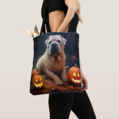 Halloween Shar Pei met pompoenen eng Draagtas (Dichtbij)