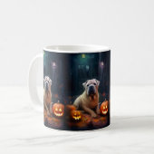 Halloween Shar Pei met pompoenen eng Koffiemok (Voorkant links)