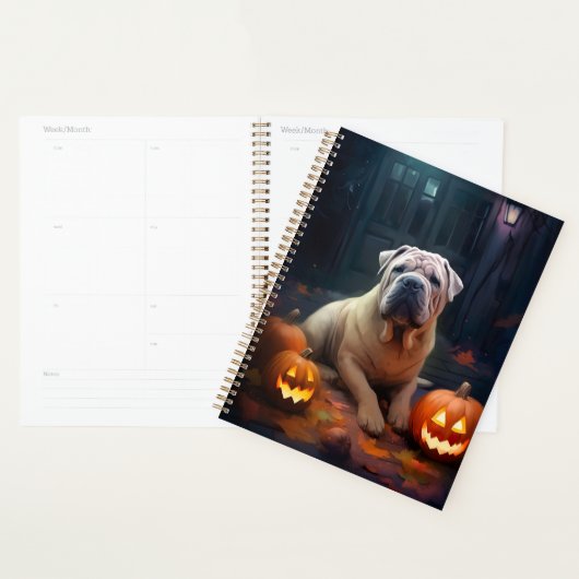 Halloween Shar Pei met pompoenen eng Planner (Display)