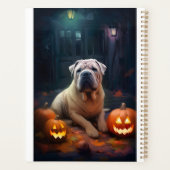 Halloween Shar Pei met pompoenen eng Planner (Achterkant)
