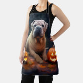 Halloween Shar Pei met pompoenen eng Schort (Insitu)