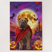 Halloween Shar Pei Vampire Pumpkins eng Legpuzzel (Verticaal)