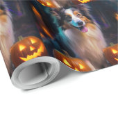 Halloween Shetland Sheepdog met pompoenen eng Cadeaupapier (Rol Hoek)