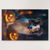 Halloween Shetland Sheepdog met pompoenen eng Legpuzzel (Horizontaal)