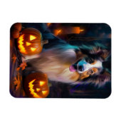Halloween Shetland Sheepdog met pompoenen eng Magneet (Horizontaal)