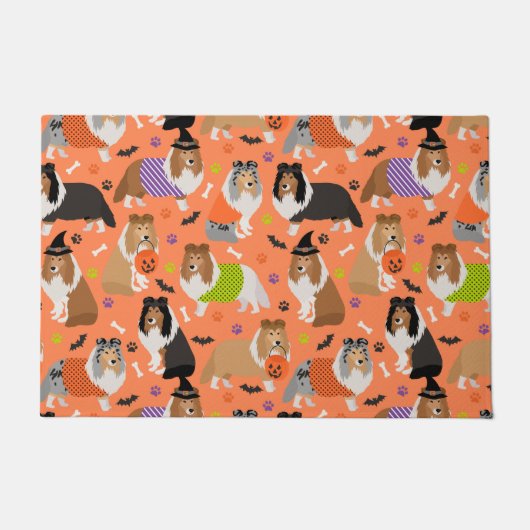 Halloween Shetland Sheepdog Sheltie Deurmat (Voorkant)