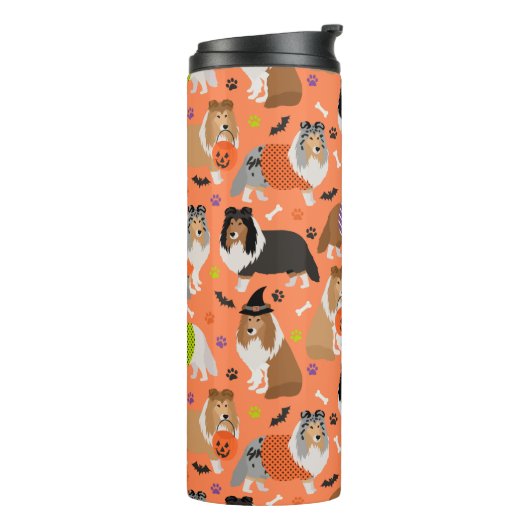 Halloween Shetland Sheepdog Sheltie Thermosbeker (Gedraaid links)