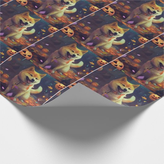 Halloween Shiba Inu met pompoenen eng Cadeaupapier (Hoek)