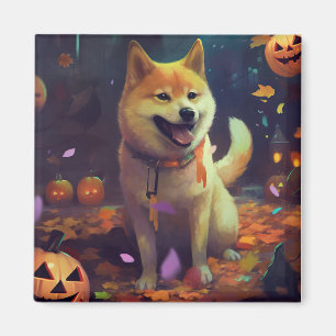 Halloween Shiba Inu met pompoenen eng Magneet