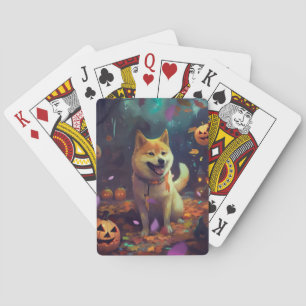 Halloween Shiba Inu met pompoenen eng Pokerkaarten