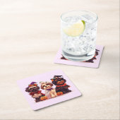 Halloween Shih Tzu Dogs Vierkante Kartonnen Onderzetter (Insitu)