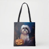 Halloween Shih Tzu met pompoenen eng Draagtas (Voorkant)