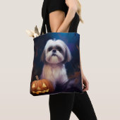 Halloween Shih Tzu met pompoenen eng Draagtas (Dichtbij)