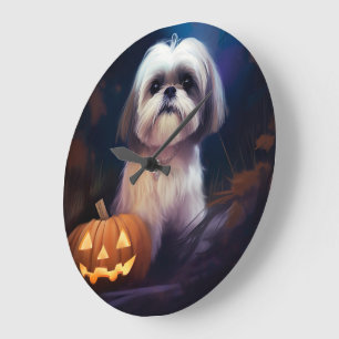 Halloween Shih Tzu met pompoenen eng Grote Klok