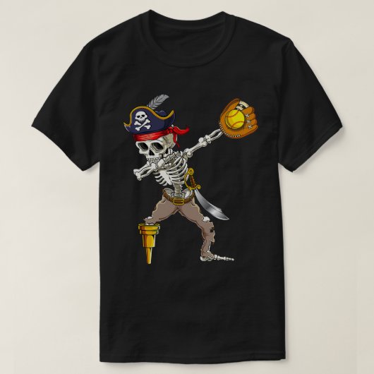 Halloween Shirt Dabbing Pirate Skeleton Softball S (Design voorkant)