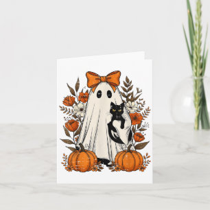 Halloween Shirten voor vrouwen Ghost Holding Black Kaart