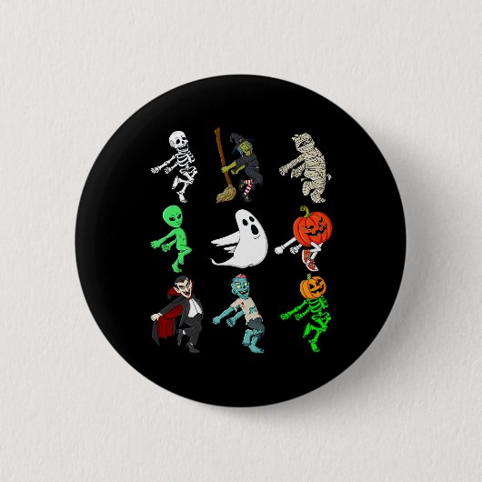 Halloween Shoot Dance Monsters Skeleton Boys Girls Ronde Button 5,7 Cm (Voorkant)