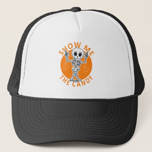 Halloween Show me Het Snoep Skelet Trucker Pet (Voorkant)