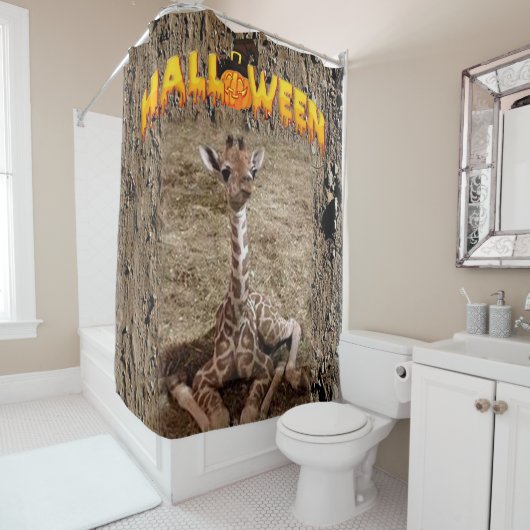 Halloween Shower Curtain Giraffe Douchegordijn (In situ)