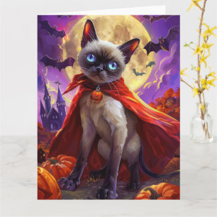 Halloween Siamese Cat Vampire Pumpkins eng Kaart