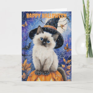 Halloween Siamese kat Feestdagen Kaart