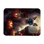 Halloween Siamese kat met pompoenen eng Magneet (Horizontaal)