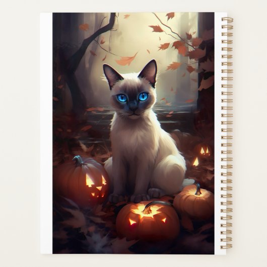 Halloween Siamese kat met pompoenen eng Planner (Achterkant)