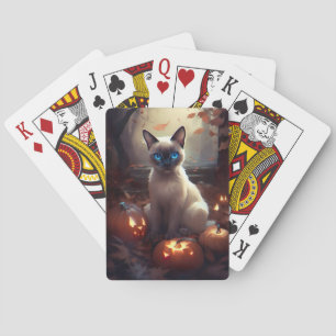 Halloween Siamese kat met pompoenen eng Pokerkaarten