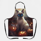Halloween Siamese kat met pompoenen eng Schort (Voorkant)