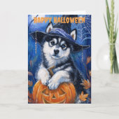 Halloween Siberian Husky Dog Feestdagen Kaart (Voorkant)