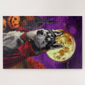Halloween Siberische Husky Vampire Pumpkins eng Legpuzzel (Horizontaal)