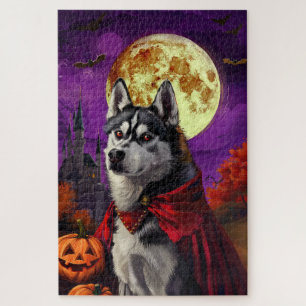 Halloween Siberische Husky Vampire Pumpkins eng Legpuzzel