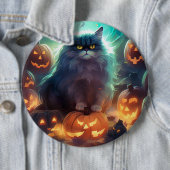 Halloween Siberische kat met pompoenen eng Ronde Button 6,0 Cm (In situ)
