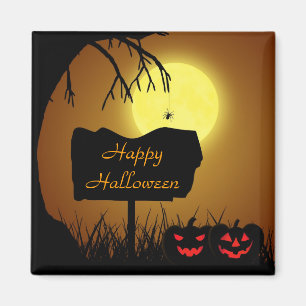 Halloween Sign with Pumpkins - Magnet Magneet