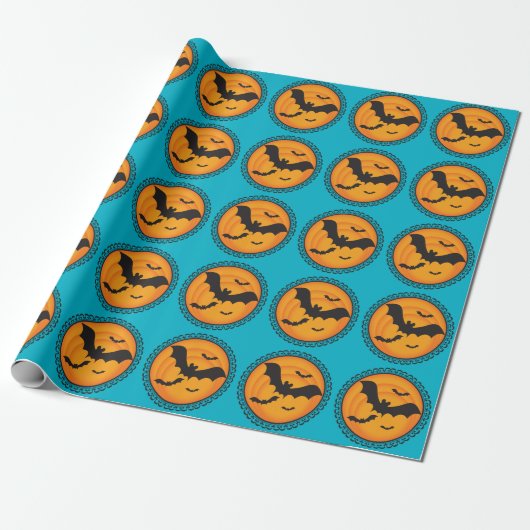Halloween Silhouettes Bat Wrapping Paper Cadeaupapier (Uitgerold)