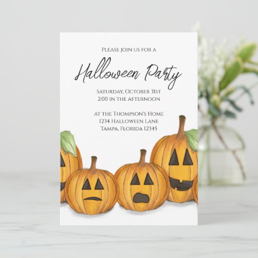 Halloween Simpele Mopshoofden Pompoenen Kaart (Staand voorkant)