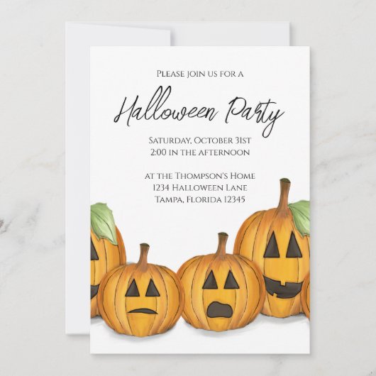 Halloween Simple Cute Pumpkin QR Code Map Piccon Kaart (Voorkant)