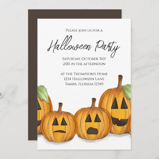 Halloween Simple Cute Pumpkin QR Code Map Piccon Kaart (Voorkant / Achterkant)