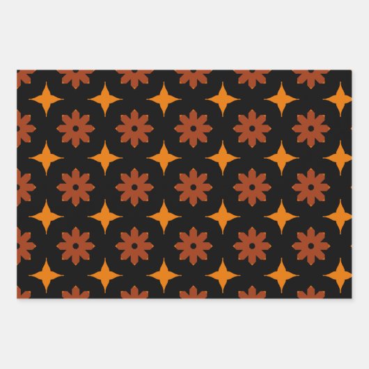 Halloween Sinaasappel en zwart Abstract Pattern Inpakpapier Vel (Voorkant 2)