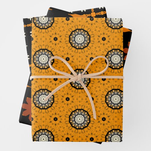 Halloween Sinaasappel en zwart Abstract Pattern Inpakpapier Vel (In situ)