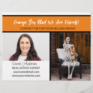 Halloween sinaasappel voor Estate Agent, blij dat Flyer