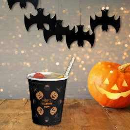 Halloween Sinaasappel & Zwart Gepersonaliseerd Pap Papieren Bekers