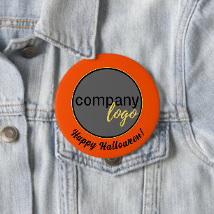 HALLOWEEN SINAASAPPEL ZWART ZAKELIJK LOGO BEDRIJF RONDE BUTTON 4,0 CM