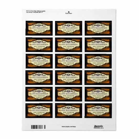 Halloween Sinaasappel & zwarte schedel Custom Trea Etiket (Full Sheet)