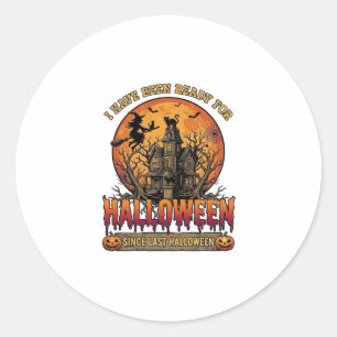 Halloween sinds laatste spookhuis vliegende heks_1 ronde sticker