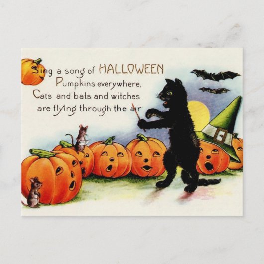  Halloween Singkins Cat Post Card Aankondigingskaart (Voorkant)