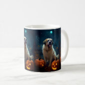 Halloween Sint Bernard Met Pompoenen Eng Koffiemok (Voorkant rechts)